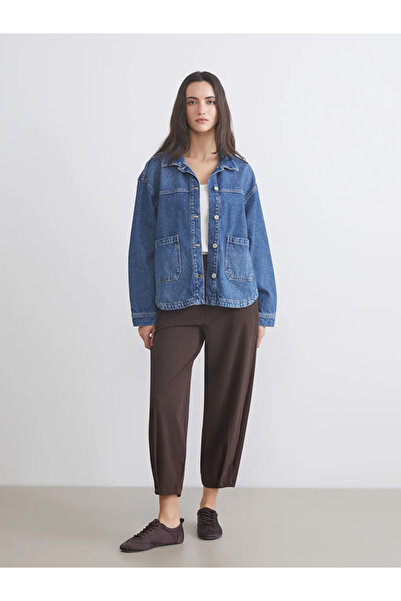 LC Waikiki LCW Vision Indigo Oversize Kadın Jean Gömlek