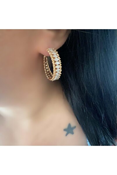 ACAR TAKI Xuping Bagette Stone Hoop Earrings-Rose Color Acr6428