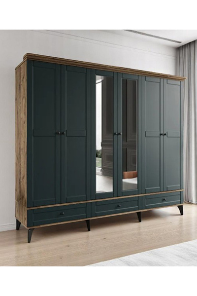 miracool Silva 6 Kapılı Dolap / %100 MDF / Ücretsiz Kurulum / Haki