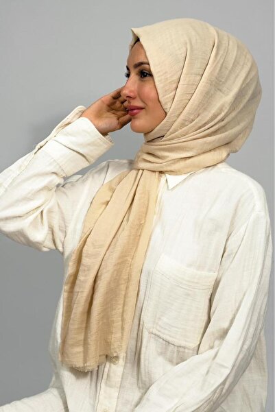 Betimoda Aya Thin Cotton Solid Color Shawl Beige