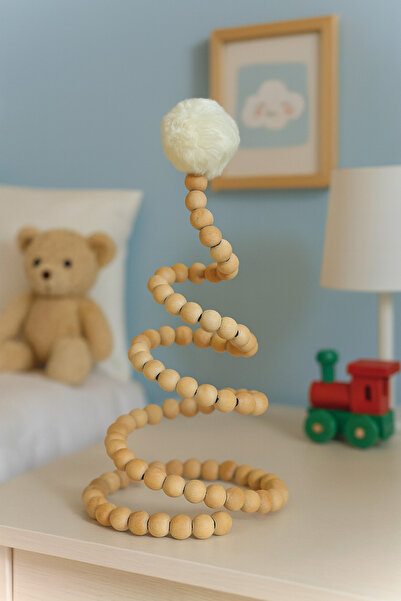 MACROMEKİDS Minimalist Ahşap Boncuklu Yılbaşı Masa Dekoru,Çocuk odası,Ofis,Ça...