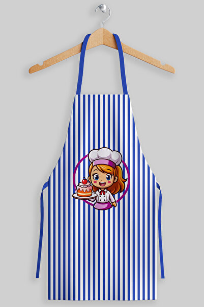 AYSHOME Ays Home Blue Striped Hat Mother and Child Activity Apron Set (2 Hats, 2 Aprons)