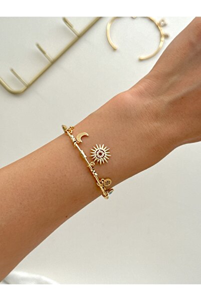 YOUES JEWELRY Çelik Sallantılı Charmlı Ayarlanabilir Bileklik