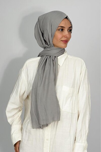 Betimoda Aya Thin Cotton Solid Color Shawl Gray