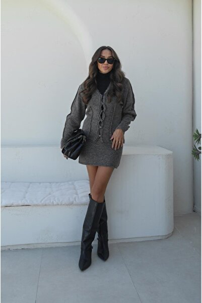 Havoş Mink Leroy Cardigan Skirt Set