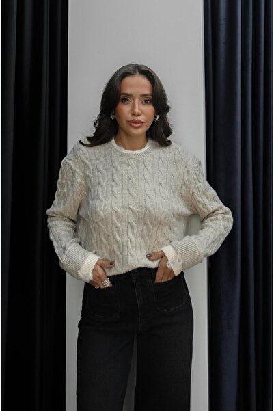 Havoş Svetlobéžový svetr s roztrhaným lemem