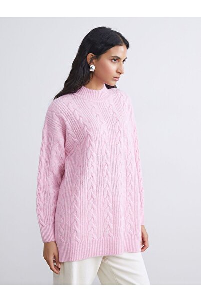 LC Waikiki LCW Modest Dik Yaka Kendinden Desenli Kadın Triko Tunik