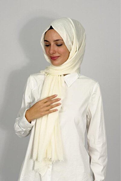 Betimoda Bamboo Kraş Solid Color Shawl Ecru