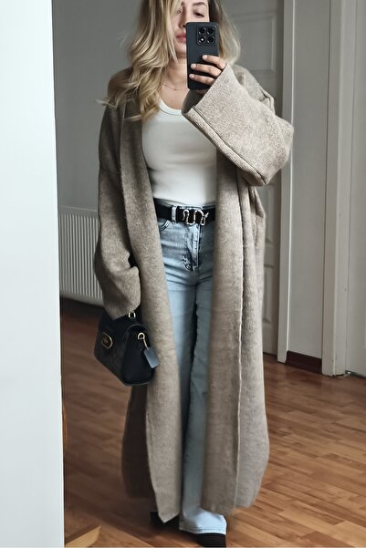 MADAMMERY Thick Long Oversize Loose Cardigan Large Size Mink Matching