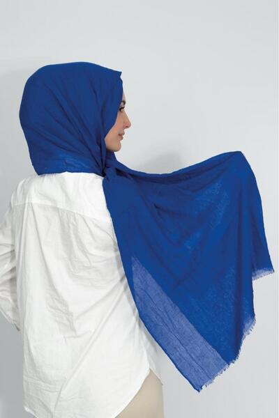 Betimoda Bamboo Kraş Solid Color Shawl Saks Blue
