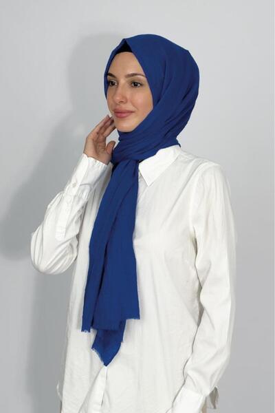 Betimoda Bamboo Kraş Solid Color Shawl Saks Blue
