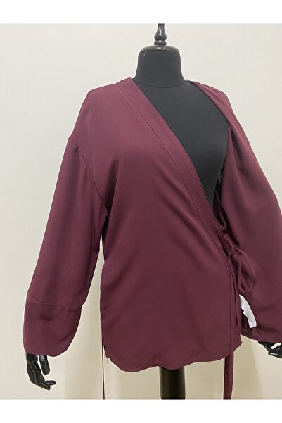 imoop design Women's Double Breasted Viscose Fabric Oversize Side Tie Kimono