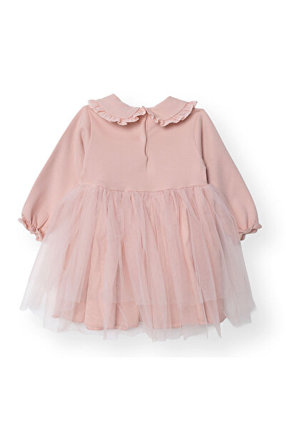 Bebetto Kız Bebek Cutie Elbise İki İplik Bebe Yaka Uzun Kol