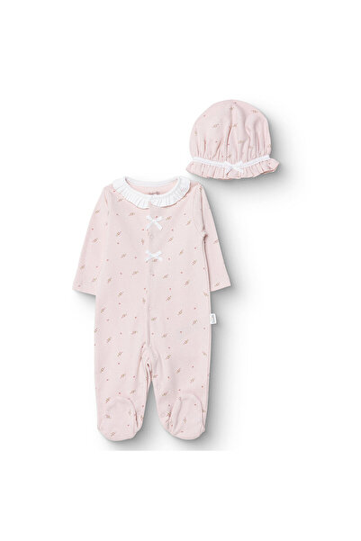 Bebetto Kız Bebek Yenidoğan Tiny Florist Tulum-Şapka İnterlok Fırfırlı Yaka U...