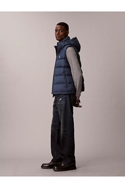 Calvin Klein Erkek Kapşonlu Yaka Fermuar Kapama Kolsuz Kapitoneli Cep Detay Mavi Yelek LV04RD531G-PPK