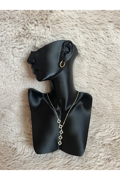 PARMAK İZİ AKSESUAR VAN CLEFF YONCA ZİRKON TAŞLI GOLD ABİYE Y KOLYE VİP KADIN...