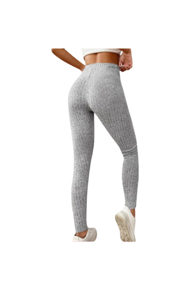 Fstyle Grey Drawstring Waist Tights Gym Wear