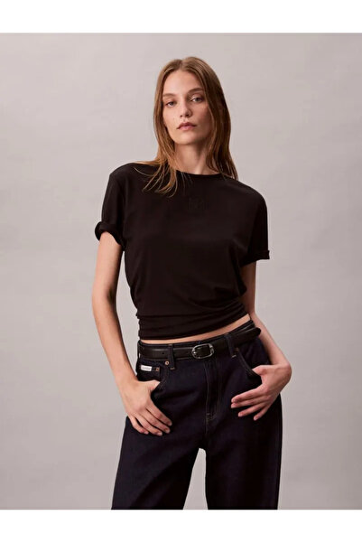 Calvin Klein Women's Cotton Crew Neck Short Sleeve Black T-Shirt Lv044D201G-Ub1