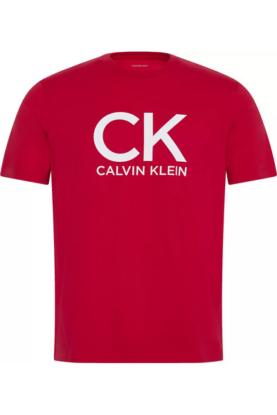Calvin Klein Erkek %100 Pamuklu Yuvarlak Yakalı CK Logo Baskılı Kısa Kollu Kı...