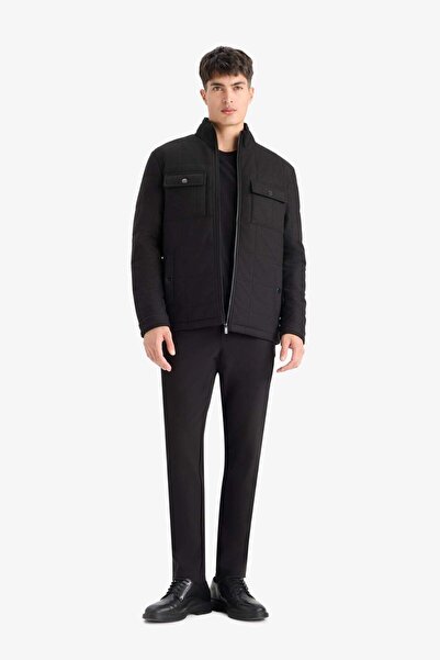 DeFacto Slim Fit Slim Fit Stand Collar Lined Zipper Pocket Winter Puffer Combed Cotton Coat E7888Ax25Au