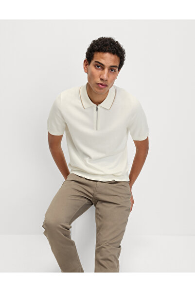 Marks & Spencer Pamuk Karışımlı Yarım Fermuarlı Örgü Polo Yaka Tshirt