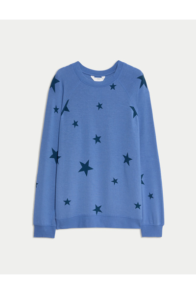 Marks & Spencer Yıldız Baskılı Uzun Kollu Bisiklet Yaka Pijama Üstü