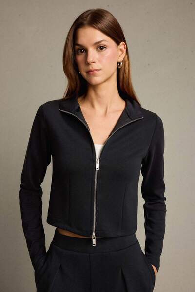 DeFacto Half Turtleneck Modal Zippered Sweatshirt G2921Ax25Au