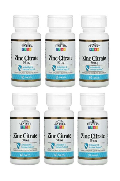 21st Century Zinc Citrate 50 mg 60 Tablets Pack of 6