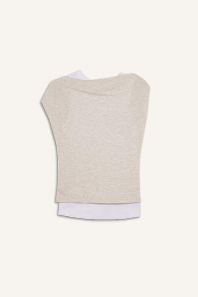 DeFacto Slim Fit Tight Fit One Shoulder Ribbed Short Sleeve T-Shirt G0316Ax25Au