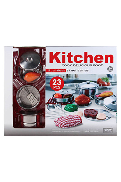 HALAMODO 23-Piece Portable Sturdy And Durable Stainless Steel Pretend Kitchen Utensils Toy Play Set