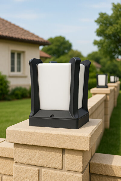 ECONA Dekoratif Kare Küp Bahçe Aydınlatma Armatürü | Set Üstü Dış Mekan Lamba | Su Geçirmez Aplik | Siyah