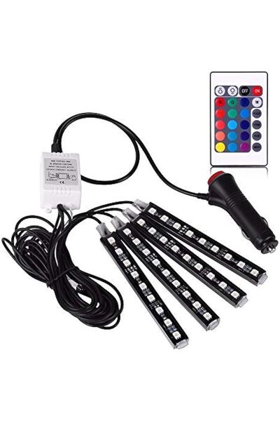 Generic Car RGB LED Strip Light with Remote (4 Pieces)