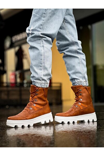 Zapatos KN-B14 Erkek Spor Günlük Bağcıklı Cilt Bot CBT - Taba