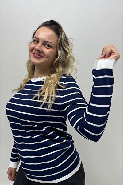 QYA Clothing Pulover cu mânecă lungă, cu dungi, din fire rece