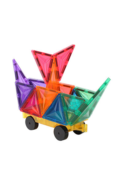 MNTL Magnetic construction set, 62 pieces, Magnetic Tiles, Multicolored of different geometric shapes