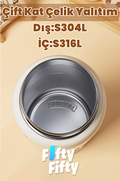 Vagonlife Diller 600 ml Single Lid Dual Use Vacuum Cup With/Without Straw with Carrying Handle/Steel Thermos -Ffd9