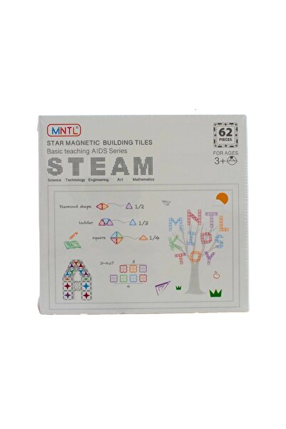 MNTL Magnetic construction set, 62 pieces, Magnetic Tiles, Multicolored of different geometric shapes