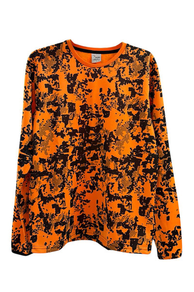 WİDİ Κυνηγετικό μπλουζάκι με λαιμόκοψη με πορτοκαλί και καμουφλάζ σχέδιο