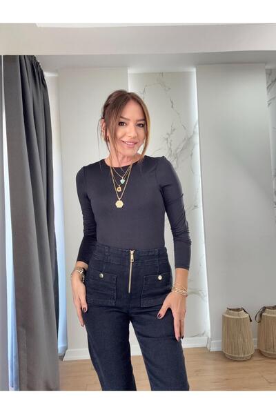 X-Young Боди с дълги ръкави и велосипедна яка ЧЕРЕН