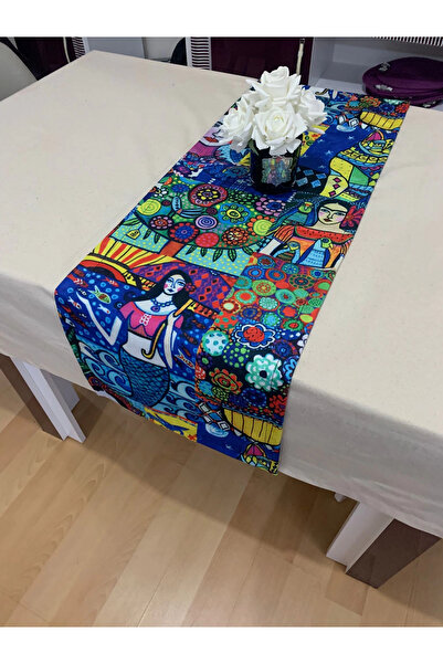 JOLLY HOME Frida Kahlo Desenli Runner, Yüksek Kaliteli Dijital Baskılı Runner...