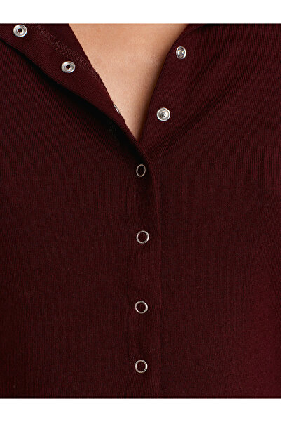 Dilvin 32055 Long Sleeve Cardigan-Burgundy