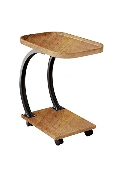 Alcoach طاولة قهوة فاخرة قابلة للتحريك، طاولة جانبية مربعة للأريكة، طاولة سرير، طاولة زاوية بسيطة (بني)