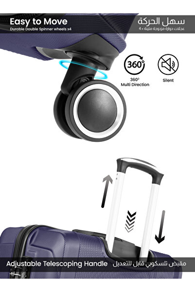 PARAJOHN 20-Inch Cabin Size ABS Hardside Spinner Luggage Trolley | 10KG Lightweight 4-Wheel Suitcase – NAVY