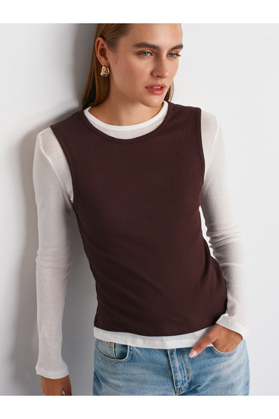 Dilvin 31952 Διπλή στρώση 100% βαμβάκι Τόπο-Καφέ