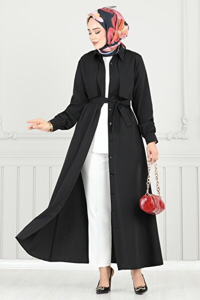 ModaMerve Bolero Detay Elbise Ferace 019MR1078-MS Siyah