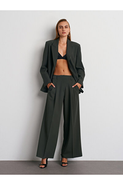 Dilvin 71606 Ekstra Geniş Paça Ayarlanabilir Pantolon-Haki