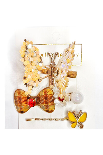 pegu baby collection Yellow Stone Set of 3 Butterfly Hair Clips, School Nurse...