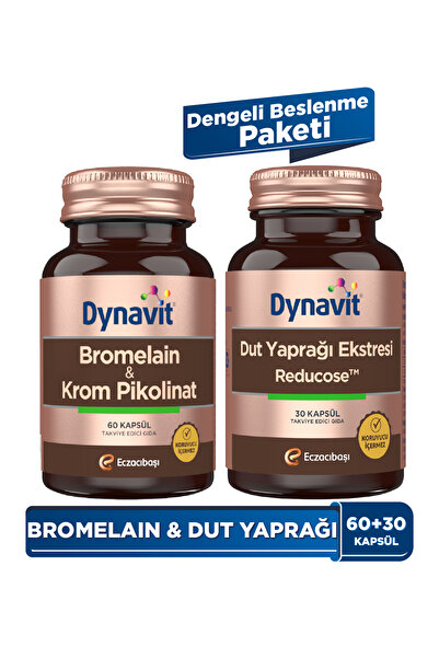 Dynavit Bromelain(Ananas Ekstresi) & Krom Pikolinat + Dut Yaprağı Ekstresi - Dengeli Beslenme Paketi