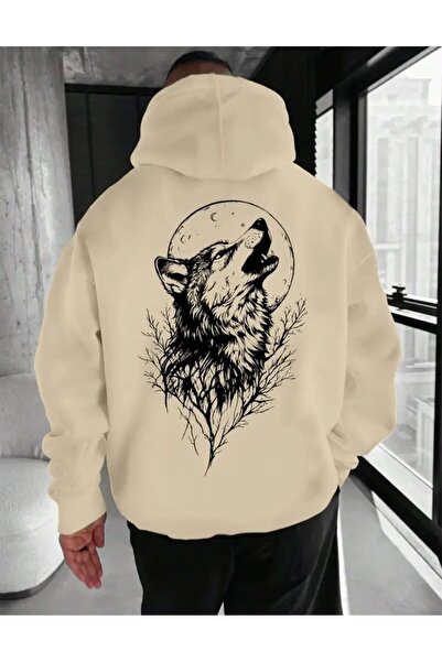 herkesemoda Φούτερ με κουκούλα με λεπτομέρεια εκτύπωσης πίσω μέρος και φλις εσωτερικά