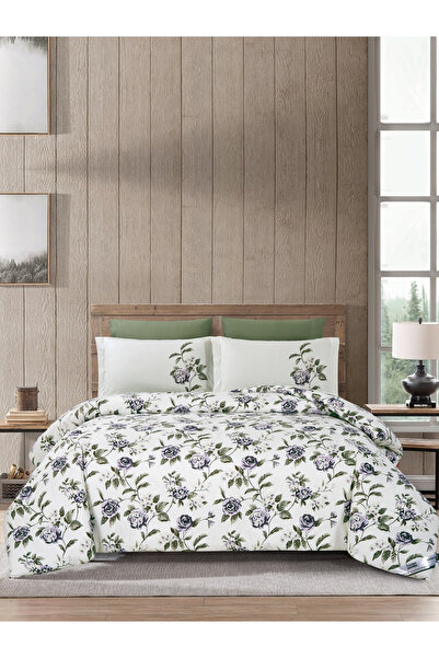 Donetella 4-Piece Comforter Set - Queen Size 180x240cm, Printed, All Season, Microfiber, 350 GSM Filling.